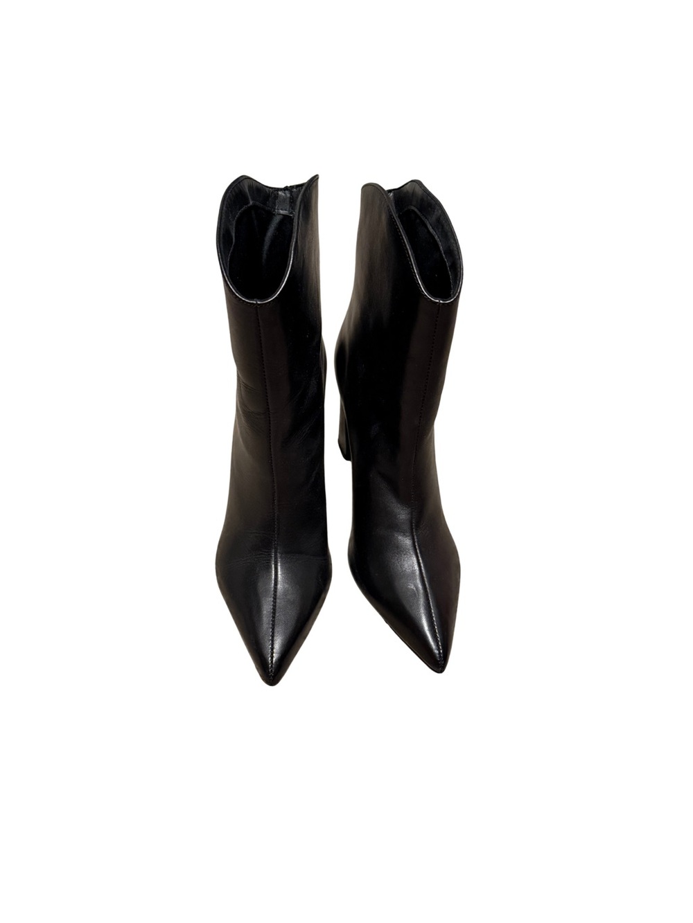 Arezzo Women’s Black Pointed-Toe Mid-Calf Heeled Boots